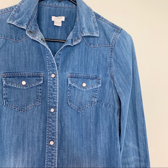 J. Crew Button Up Denim Shirt Size XXS - Picture 5 of 12